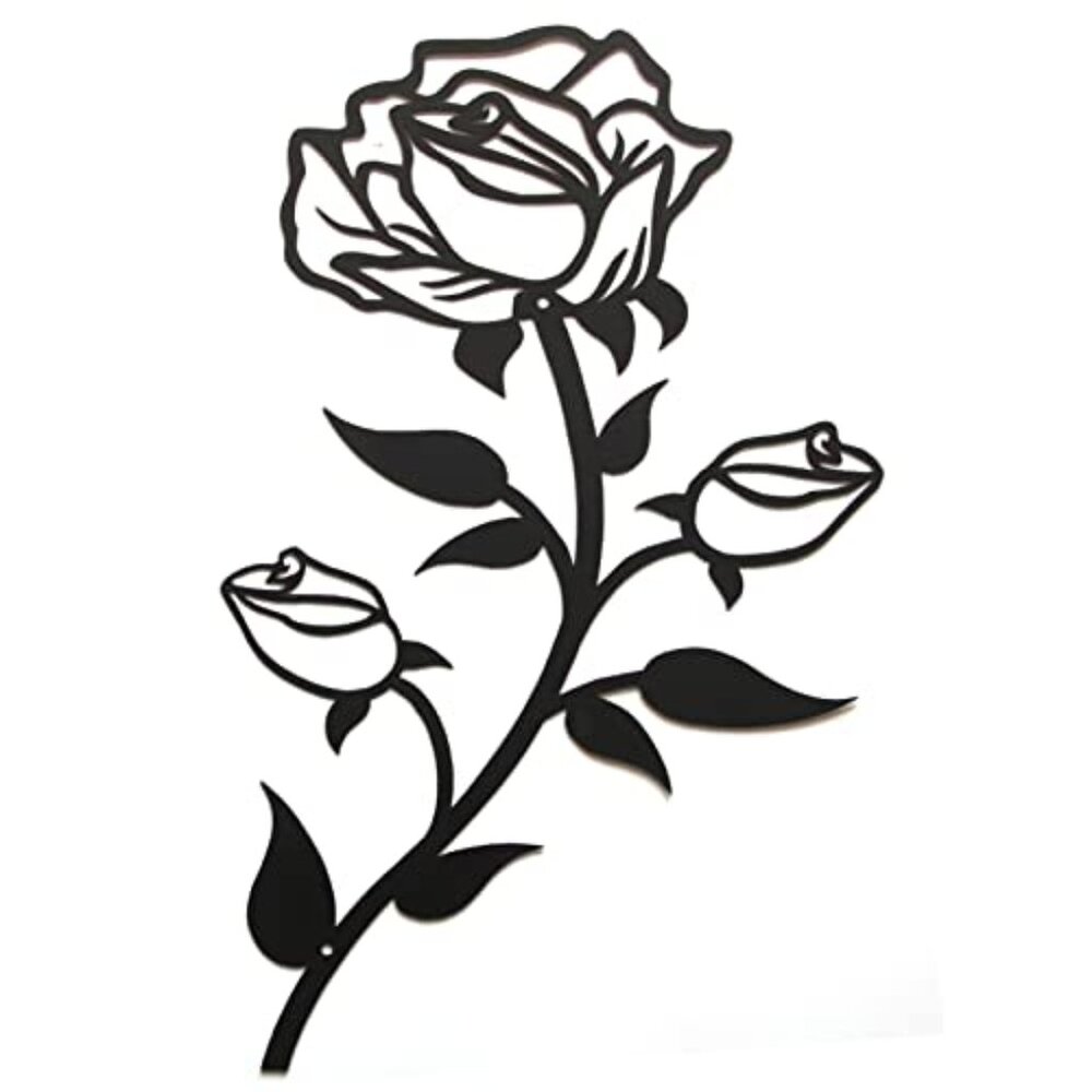 Black Metal Rose Flower Wall Decor for Bathroom‎